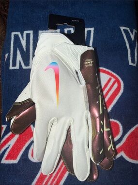 Nike vapor jet Football Gloves with Iridescent Rose Accents